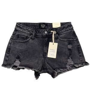 Letter To Juliet Acid Black‎ Wash Shorts Womens XS NWT Casual Distressed Frayed